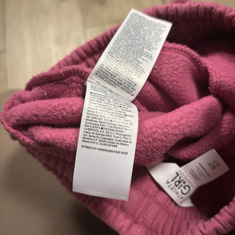 Athleta Girl All Day Fleece Joggers Solid Pink‎ Pants Girls Size Small S
